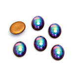 Glass Medium Dome Foiled Cabochon - Coated Oval 10x8MM AMETHYST AB