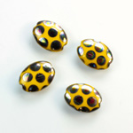 Pressed Glass Peacock Bead - Oval 14x10MM SHINY YELLOW