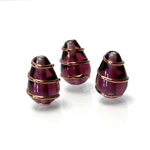 Czech Glass Lampwork Bead - Pear 15x10MM COPPER WRAP AMETHYST