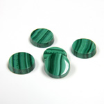 Gemstone Flat Back Single Bevel Buff Top Stone - Round 09MM MALACHITE