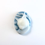 Plastic Cameo - Cat Oval 25x18MM WHITE ON ROYAL BLUE