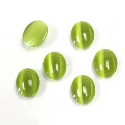 Fiber-Optic Cabochon - Oval 10x8MM CAT'S EYE OLIVE