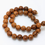 Wood Bead - Grooved Fancy Round 12MM ROBLES