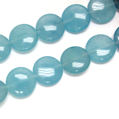 Gemstone Bead - Smooth Round Lentil 15MM Dyed QUARTZ Col. 136 AMAZONITE