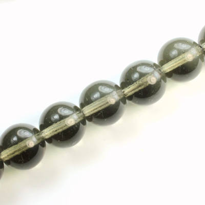 Czech Pressed Glass Bead - Smooth Round 12MM BLACK DIAMOND
