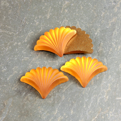 Glass Cabochon - Fan/Shell Shape 19x14MM MATTE TOPAZ Foiled