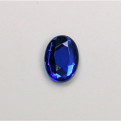 Glass Flat Back Rose Cut Faceted Foiled Stone - Oval 14x10MM SAPPHIRE
