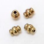 Brass Bead - Lead Safe Machine Made Fancy Ribbed 07MM RAW BRASS