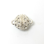 Magnetic Rhinestone Clasp - Round 14MM CRYSTAL SILVER