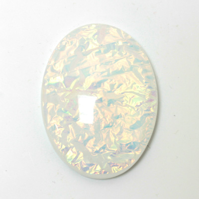 Plastic Flat Back Cabochon - Oval 40x30MM WHITE OPAL