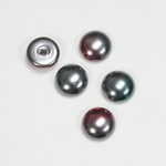 Glass Medium Dome Pearl Dipped Cabochon - Round 11MM BLACK TAHITI