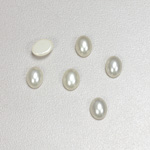 Glass Medium Dome Cabochon Pearl Spray Finish - Oval 08x6MM WHITE