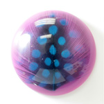 Plastic Flat Back Cabochon - Inlay Peacock Feather Round 45MM PURPLE