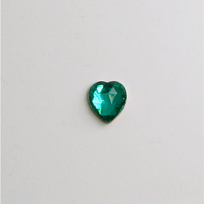 Glass Flat Back Foiled Rauten Rose - Heart 06x5MM EMERALD