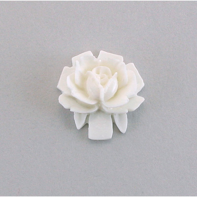 Plastic Carved No-Hole Flower - Rose 18MM WHITE