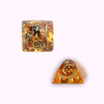 Glass Flat Back Foiled Pyramid Stone with Gold Engraving 12x12MM TOPAZ