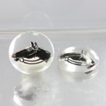 Glass Crystal Painting with Carved Intaglio Horse Head Round 18MM NATURAL on CRYSTAL