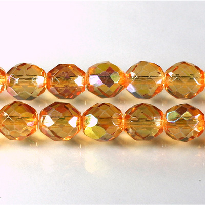 Czech Glass Fire Polish Bead - Round 10MM ORANGE AB 45102