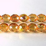 Czech Glass Fire Polish Bead - Round 10MM ORANGE AB 45102