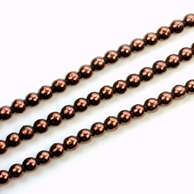 Czech Pressed Glass Bead - Smooth Round 04MM ANTIQUE COPPER