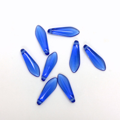 Czech Pressed Glass Pendant - Spear 16x5MM SAPPHIRE
