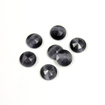 Fiber-Optic Flat Back Cabochon - Rauten Rose Round 07MM CAT'S EYE GREY