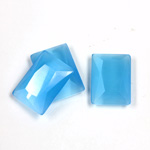Fiber-Optic Flat Back Stone with Faceted Top and Table - Cushion 18x13MM CAT'S EYE AQUA