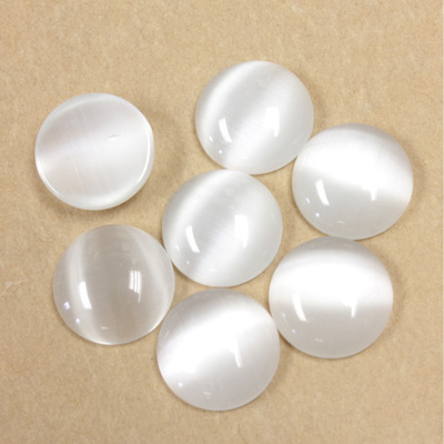 Fiber-Optic Cabochon - Round 11MM CAT'S EYE WHITE