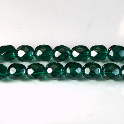 Czech Glass Fire Polish Bead - Round 07MM DARK EMERALD