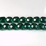Czech Glass Fire Polish Bead - Round 07MM DARK EMERALD