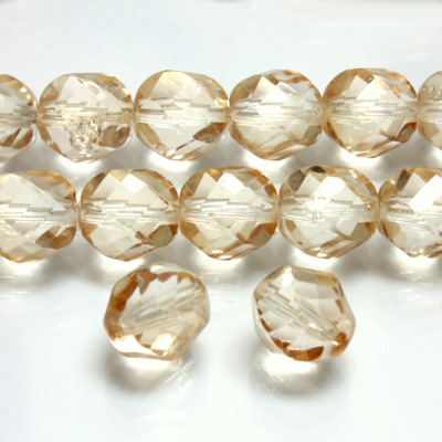 Czech Glass Fire Polished Bead - Twisted 10MM COATED SMOKE TOPAZ