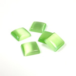 Fiber-Optic Flat Back Buff Top Straight Side Stone - Square 10x10MM CAT'S EYE LT GREEN