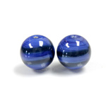 Czech Glass Lampwork Bead - Round 14MM SWIRL BLUE 02953