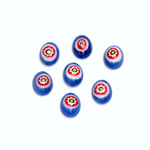 Glass Medium Dome Lampwork Cabochon - Oval 08x6MM VENETIAN BLUE MOSAIC (04474)