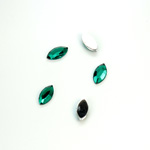 Plastic Flat Back Foiled Rose Cut Rhinestone - Navette 08x4MM EMERALD