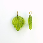 Glass Pendant Leaf with Brass Loop 15x12MM OLIVE