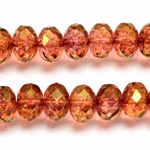 Czech Glass Fire Polish Bead - Rondelle Donut 11x7MM LUMI COATED ROSE