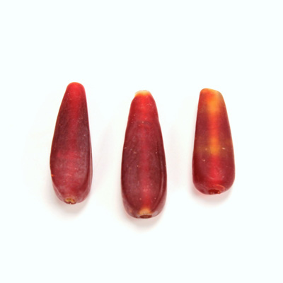Indian Glass Lampwork Bead - Oblong Smooth 27x9MM MATTE RUBY
