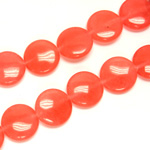 Gemstone Bead - Smooth Round Lentil 15MM Dyed QUARTZ Col. 98 SALMON