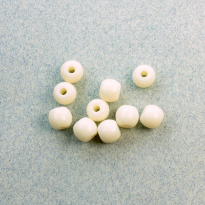 Czech Pressed Glass Large Hole Bead - Round 06MM IVORY