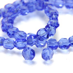 Chinese Cut Crystal Bead - Round Disc Side Drilled 04MM SAPPHIRE