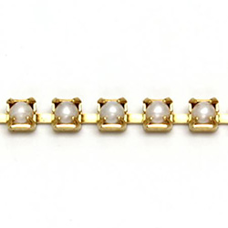 Czech Pearl Cup Chain PP24 WHITE PEARL-BRASS