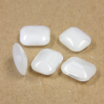 Glass Point Back Buff Top Stone Opaque Doublet - Cushion Octagon 10x8MM WHITE MOONSTONE