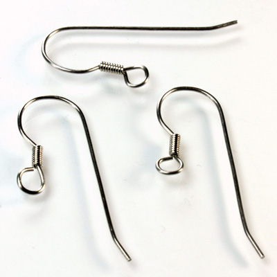 Brass Earwire - Fish Hook Long with Coil Stainless Steel
