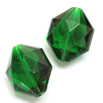 Plastic Bead - Faceted Hexagon 25x20MM EMERALD