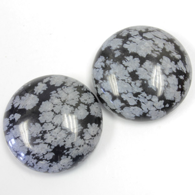 Gemstone Cabochon - Round 25MM SNOWFLAKE OBSIDIAN