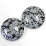 Gemstone Cabochon - Round 25MM SNOWFLAKE OBSIDIAN