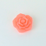 Plastic Carved No-Hole Flower - Rose 15MM TRANS MATTE CORAL