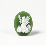 Plastic Cameo - Fairy with Wand Oval 25x18MM WHITE ON GREEN