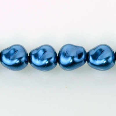 Czech Glass Pearl Bead - Potato 16x14MM NAVY 70467